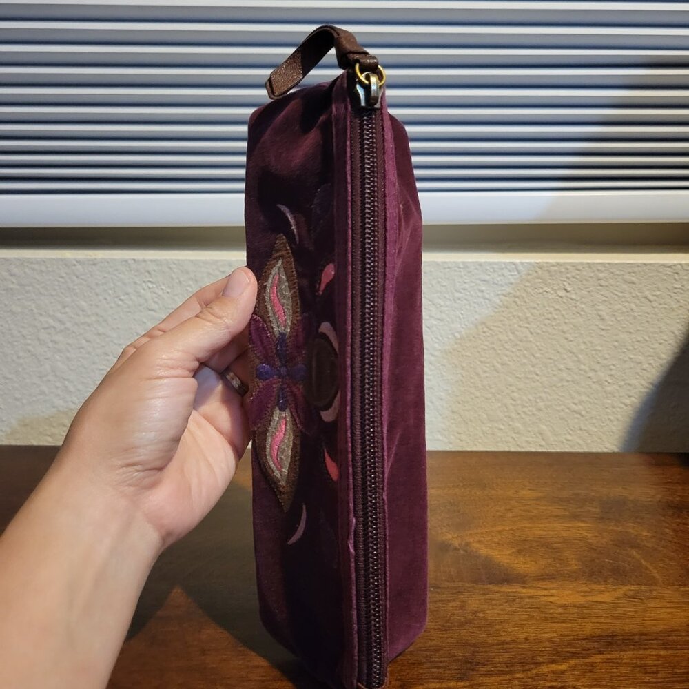 EUC Lucky Brand Velvet Purple Cosmetic Case or Pencil Case - Picture 4 of 10